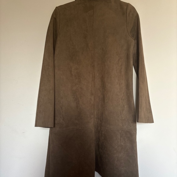 Zara Open chocolate faux suede long midi coat size S - Picture 4 of 4